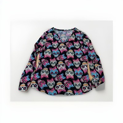 No Boundaries Whimsigoth Top Valentines Hearts All Over Skull Dia De Los Muertos