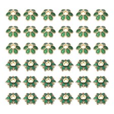 120pcs 2Styles Enamel Flower Bead Caps for Jewelry Making Green