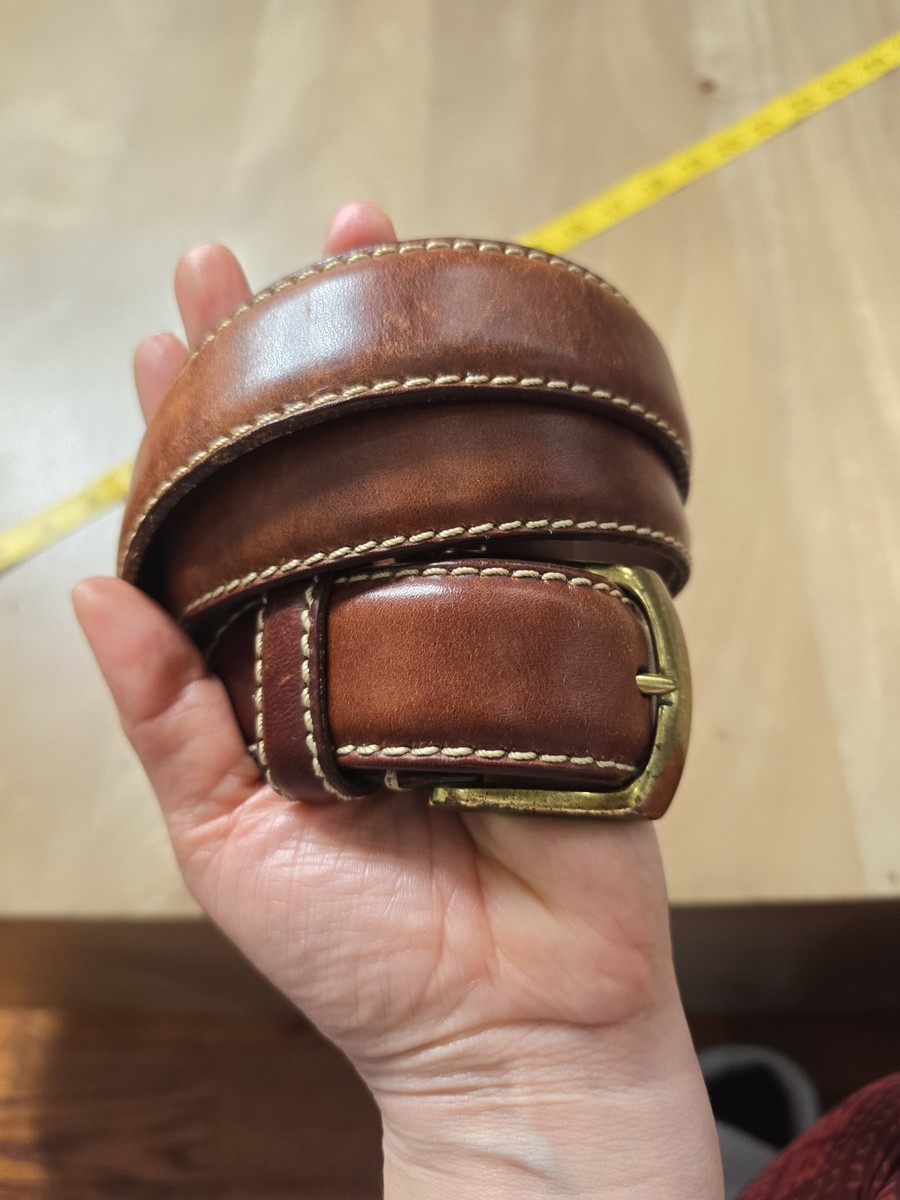 Vintage Lauren Ralph Lauren Leather Belt Made in Argentina Brass