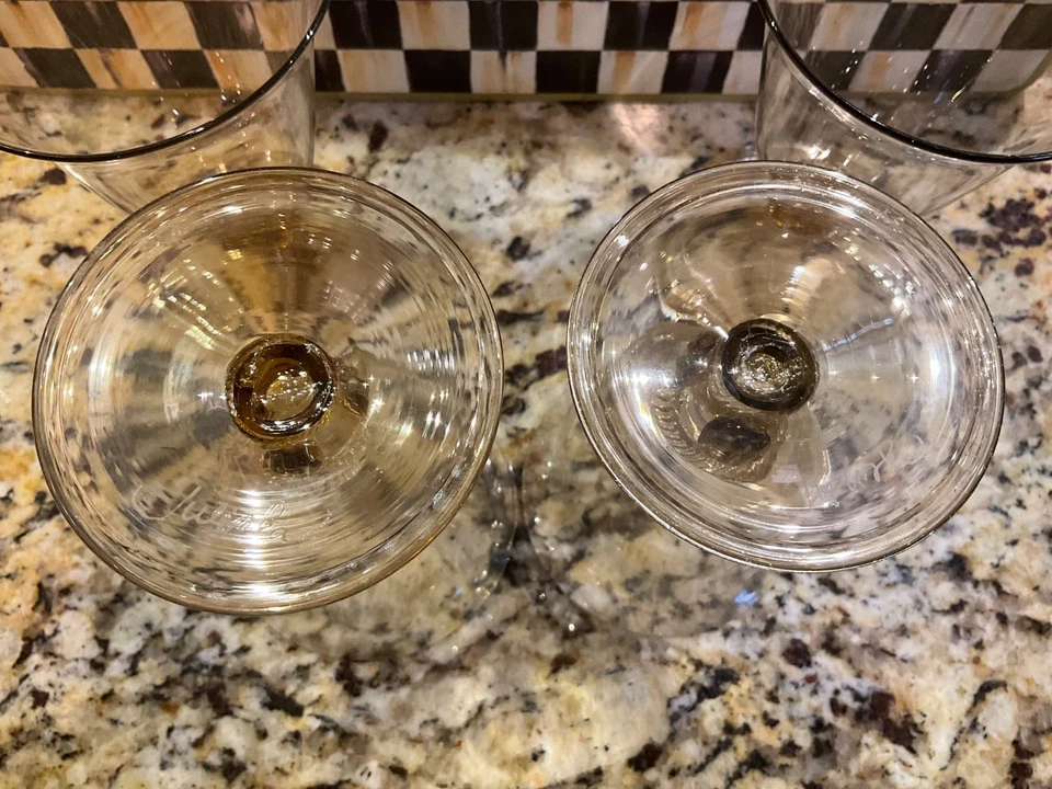 "4 copas de vino Juliska de 5"" de alto color ámbar claro humo copa checa" Foto 2 de 4