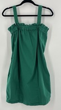 Everlane Paper Bag Organic Cotton Dress Size M Adjustable Straps Emerald Green
