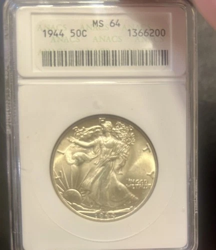 1944 Walking Liberty Half  MS 64 In Vintage   Soapbox Holder ANACS