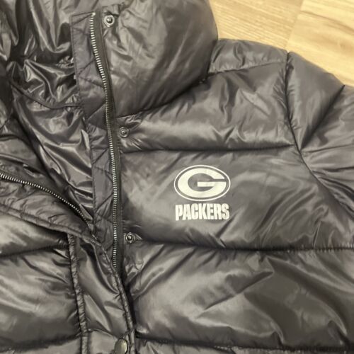 DKNY Womens Green Bay Packers Puffer Down Jacket, Black XL New - Picture 4 of 12