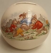 Royal Doulton Bunnykins Wheelbarrow Race Bone China Money Ball c1993-98 England