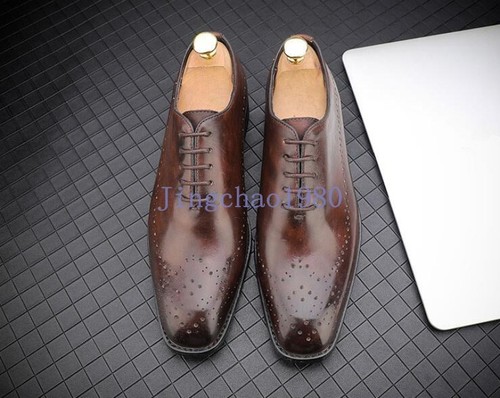 Mens Brogue Carved British Vintage Leather Lace Up Casual Retro Shoes Dress Form - Picture 3 of 12