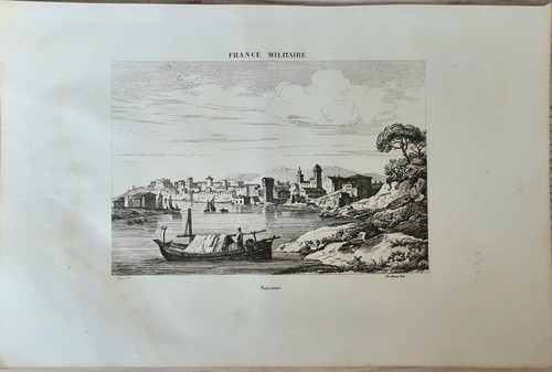 Lithograph Art Print Engraving Ship Savone Italy France Militaire Antique