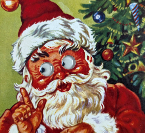 Vintage Christmas Postcard Santa With Googly Eyes Copenhagen Denmark - Picture 3 of 8