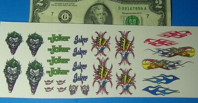 1:24 & 1:18 DECALS STICKERS DIE-CAST, MODEL CARS DIORAMA The Joker Great FLAMES