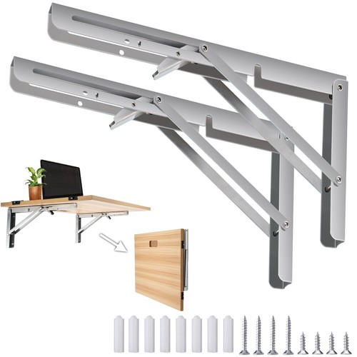 8-20inch Folding Heavy Duty Shelf Bracket Steel Wall Mounted Collapsible Hinges - Picture 7 of 28