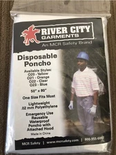 River City Garments Disposable Rain Clear Poncho -28 Units