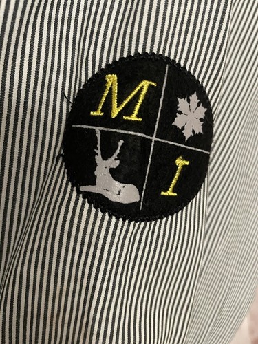 "Camisa informal ajustada Milano Italia para hombre parches en el codo a rayas negra blanca 44"" 46" - Imagen 4 de 24