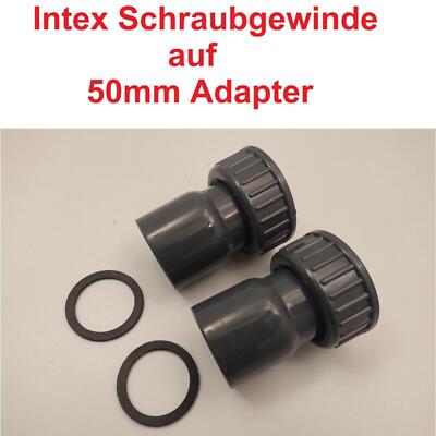 2x 50mm Adapter auf 2'' Intex Bestway Chlorinator Pool Salzwassersystem Poolpumpe