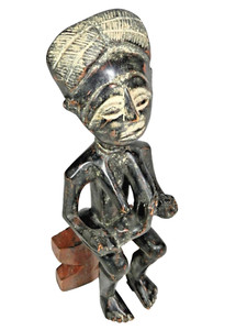 Vintage African Hand Carved Guardian Figure 14.75" Tribal Wood Sculpture