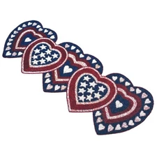 Storehouse July 4th USA Patriotic Hearts 36in Beaded Centerpiece Runner