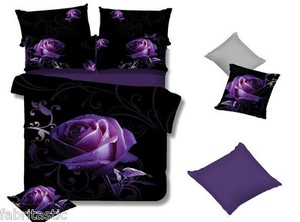 Purple Rose Queen King Super King Size Bed Quilt Doona Duvet Cover