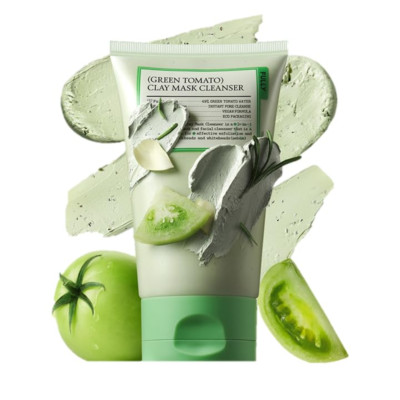 Green Tomato Clay Mask Cleanser, Pore Purifying with 49% Green Tomato Extract, S