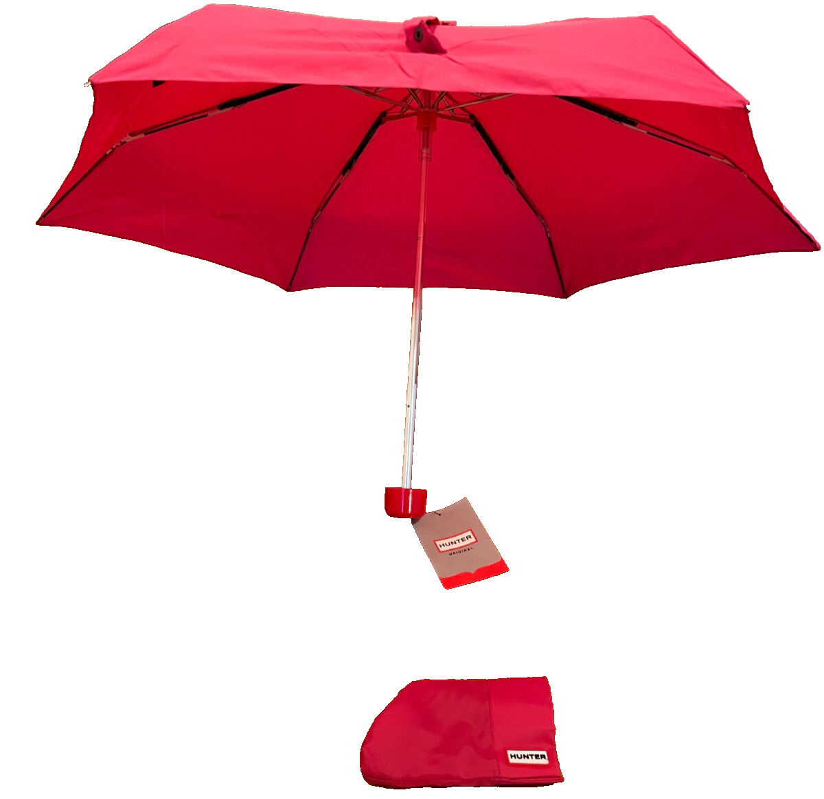 Hunter Original Mini Paraguas Compacto Rosa Brillante NUEVO CON ETIQUETAS