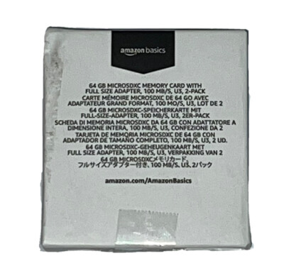 Amazon Basics Microsdxc 64GB Memory Card with Full Size Adapter 2 Pack