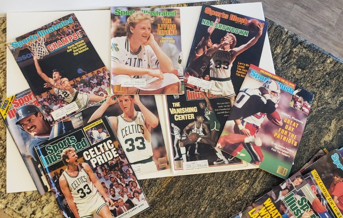 Lot of 15 Vintage Sports Illustrated Magazines BOSTON Sports Celtics