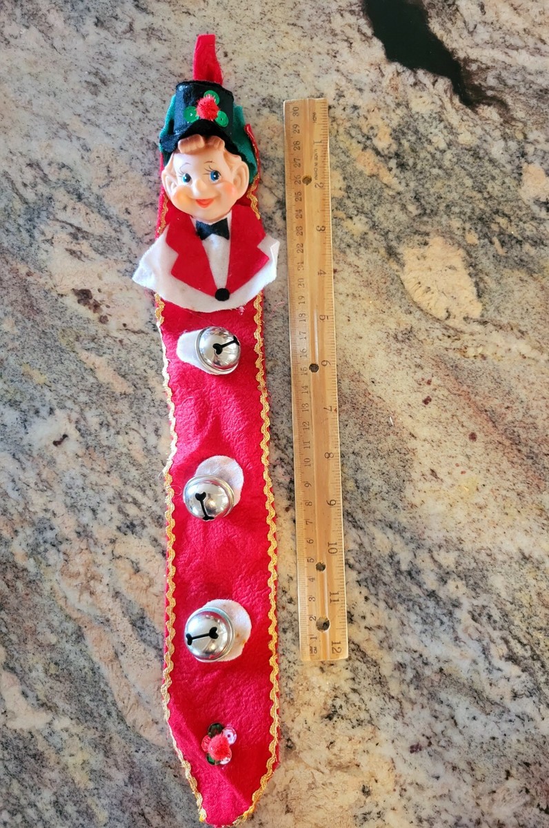 ハン christmas evel④ Vintage JAPAN Christmas ELF IN TUX & HAT JINGLE BELLS WALL