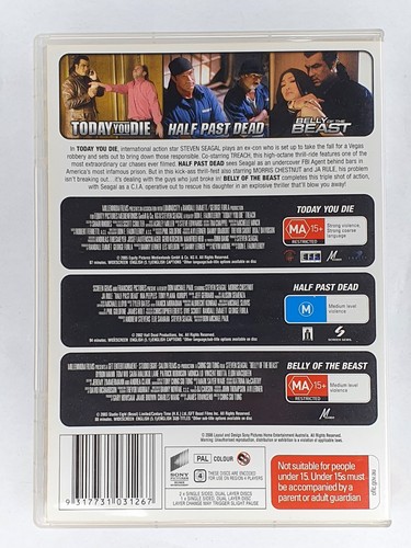 Today You Die/Half Past Dead/Belly Of The Beast Steven Seagal (DVD 3-Disc) R4 - Picture 2 of 2