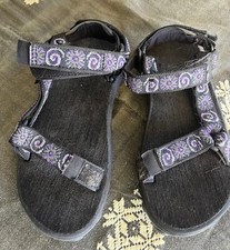 Teva Hurricane Womens Sport Hiking Sandals Size 4 Strappy S/N 6219 Purple Black
