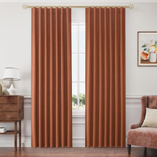 Blackout Terracotta Linen Curtains 84" Long, Thermal Insulated, 2 Panels