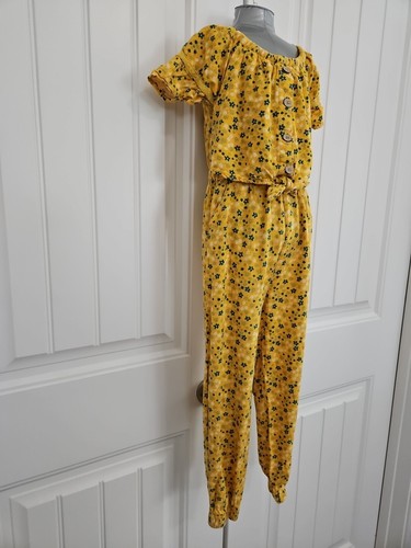 Nanette Lepore Girls 6X Yellow Floral Jumpsuit - Picture 2 of 8