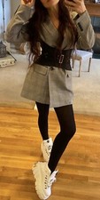 Authentic New DKNY Blazer Jacket Gray Woo Double Breasted, Size 14