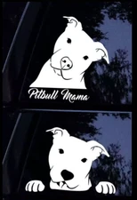 Pitbull Mama - White Vinyl Decal Car Truck Window Notebook Laptop Camper Trailer