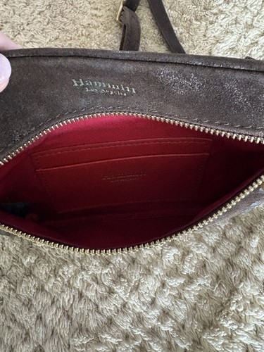 Hammitt Los Angeles Brown Suede Crossbody Clutch Wristlet Purse Brown Small - Picture 6 of 14