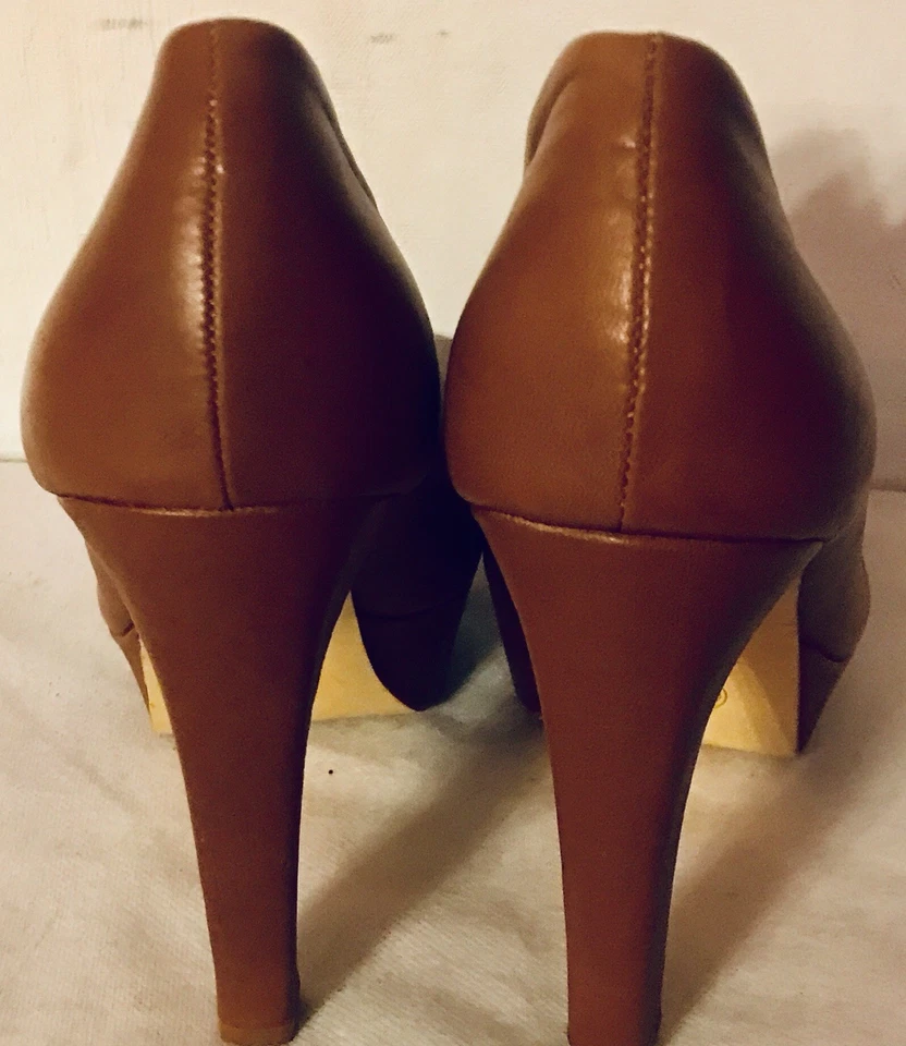 Zapatos de salón Paco Gil marrón tacón bloque y plataforma de cuero 8,5 M excelente estado Foto 3 de 4