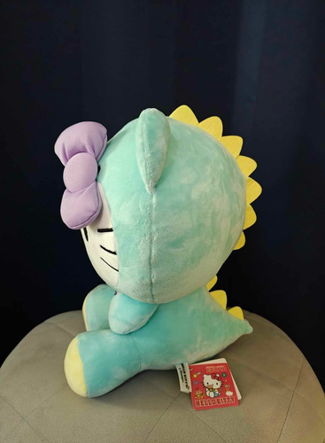 Sanrio Hello Kitty In Green Dino Costume 12.6” Plush Brand New NWT Round1 - Picture 2 of 7
