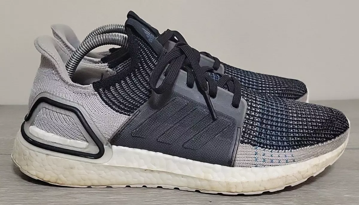 Adidas Ultra Boost 19 Shoes Men s Size 8.5 Core Black Grey Cyan Blue F35242