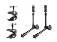 2x Magic Arm Braccio Snodato 11" Pollici + Super Morsetto per Telecamera Monitor Luce LED