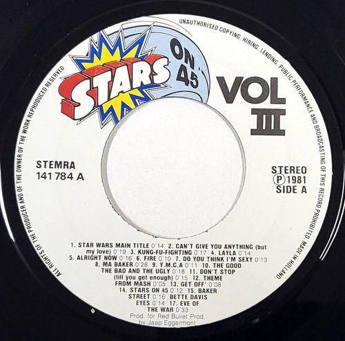 Stars On 45 – Volumen III 7" Vinilo NM BE258 - Imagen 3 de 4