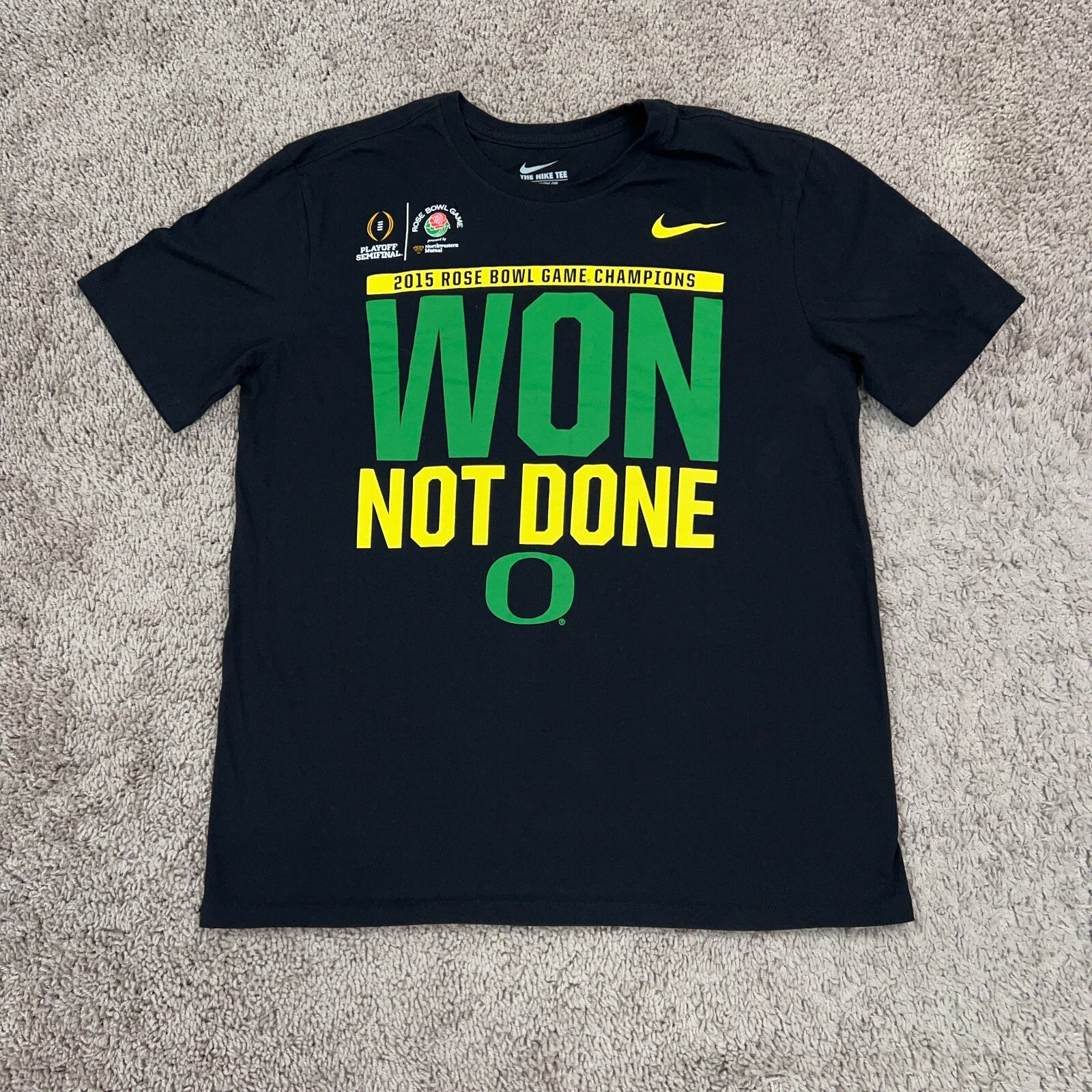 Oregon Ducks 2015 Rose Bowl Champion Nike Athletic Cut Black Shirt Adult Medium