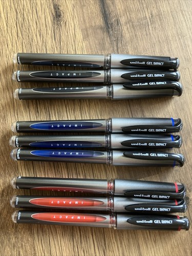 Uni-Ball Gel Impact 1.0mm/0.6mm Line ASST R/Balls(Black/Blue/Red) UM-153S 9 PENS - Picture 2 of 10