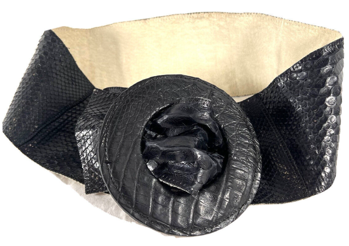 CARLOS FALCHI Wide Black Snakeskin Women display picture 2