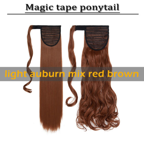 Wrap Around Ponytail Clip in Hair Extensions Synthetic Magic Tape For Woman US - Picture 27 of 35