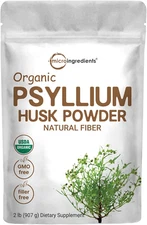 Organic Psyllium Husk Powder, 2 Pounds Unflavored Soluble Fiber Supplement Vegan