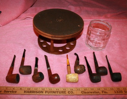 Vintage Estate Pfeifenhalter & Humidor mit 9 Pfeifen - Bild 4 von 12