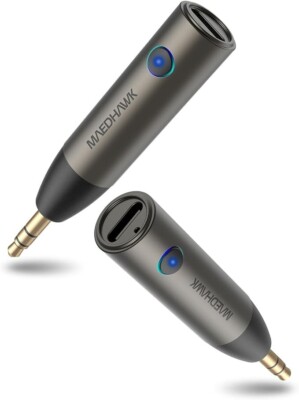Maedhawk Aux Bluetooth Adapter Auto 5.3, Drahtloser Bluetooth 5.3 Empfänger Mini