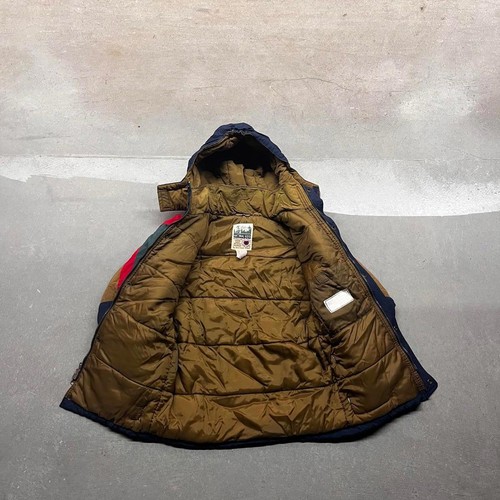 Vintage 80s/90s Natural Kids Colorblock Nylon Puffer Coat - Picture 5 of 8