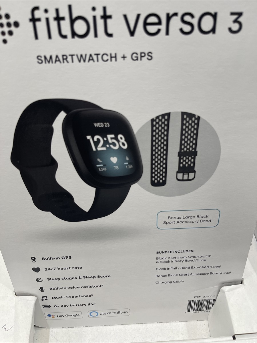 Fitbit FB511BKBKLBNDLS Versa 3 Bundle, Midnight Blue | eBay