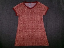 Inteco Nightgown Women Medium Red Cheetah Pull Over Scoop Neck Lounge