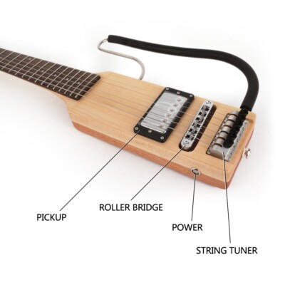 Full scale length electric guitar Headless travel portable built in headphone