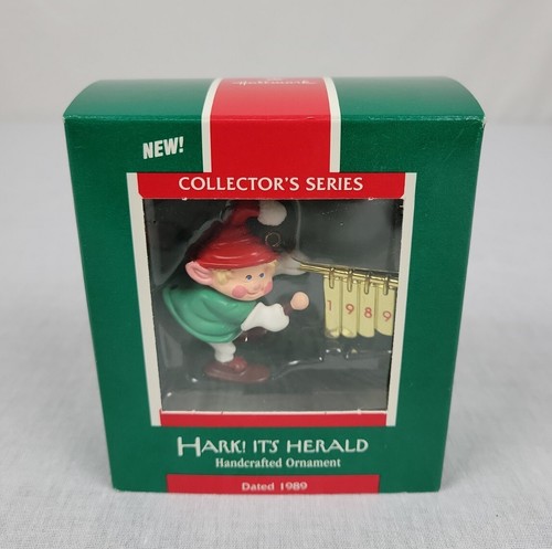 Hallmark Andenken Ornament 1989 "Hark! It's Herald Elf #QX455-5 Vintage - Bild 1 von 10