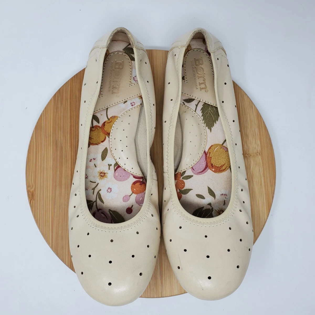 Cream flat top shoes ladies