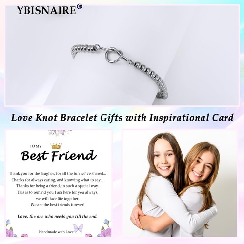 Friendship Gifts for Women, Gifts for Best Friend Forever Love Knot Heart BraceL - Foto 3 di 7